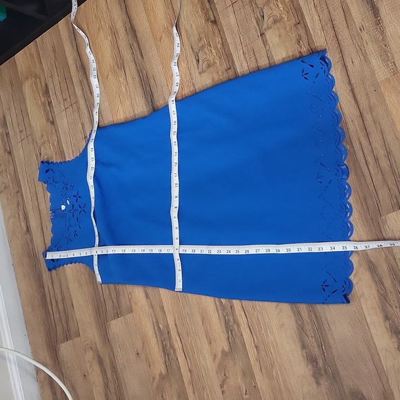 J. CREW Blue Laser Cut-Out Scallop Edge Sleeveless Midi Dress - Picture 8 of 10